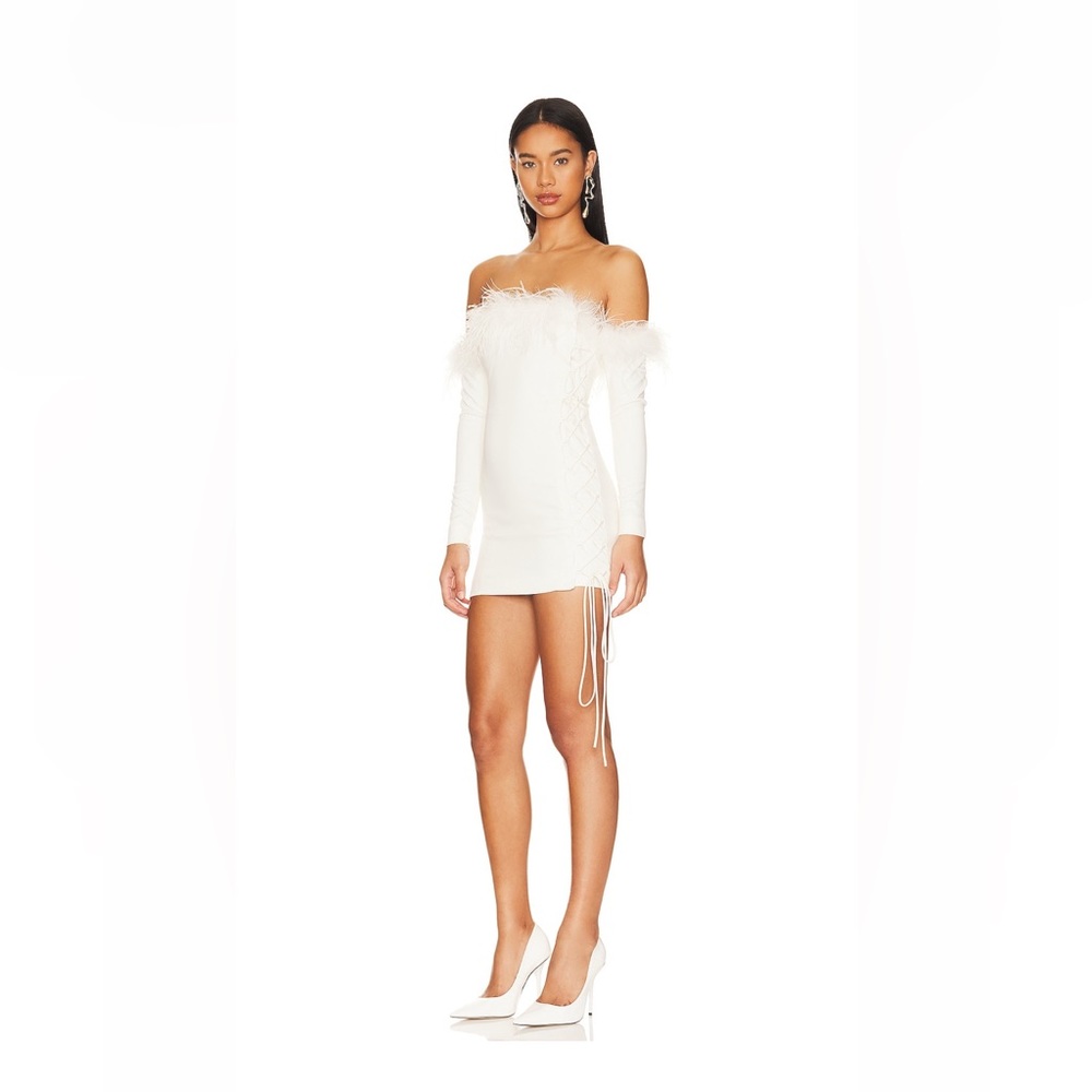 NWT Revolve Camila Coelho Astrid Mini White Feather Dress
